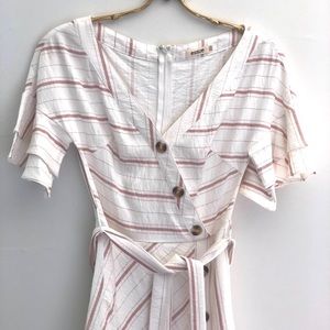 Stripped dress with red stripes & BUTTONS